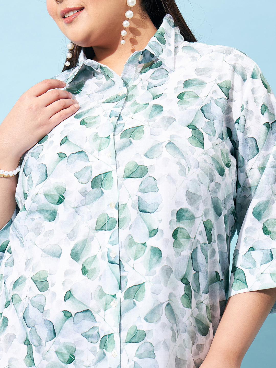 Athena Ample Plus Size Floral Printed Shirt Collar Linen Shirt Style Midi Dress - Athena Lifestyle