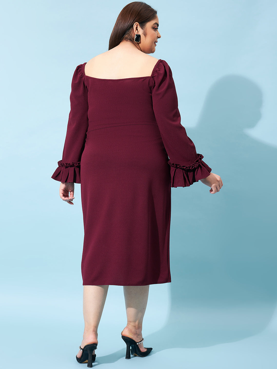 Athena Ample Plus Size Bell Sleeve Sheath Midi Dress - Athena Lifestyle