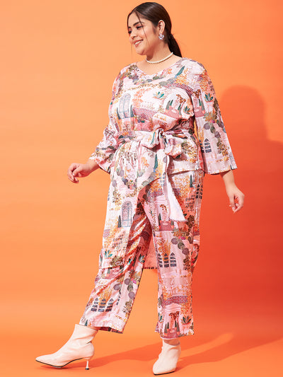 Athena Ample Printed Asymmetric Top With Trousers Co-Ord Set - Athena Lifestyle