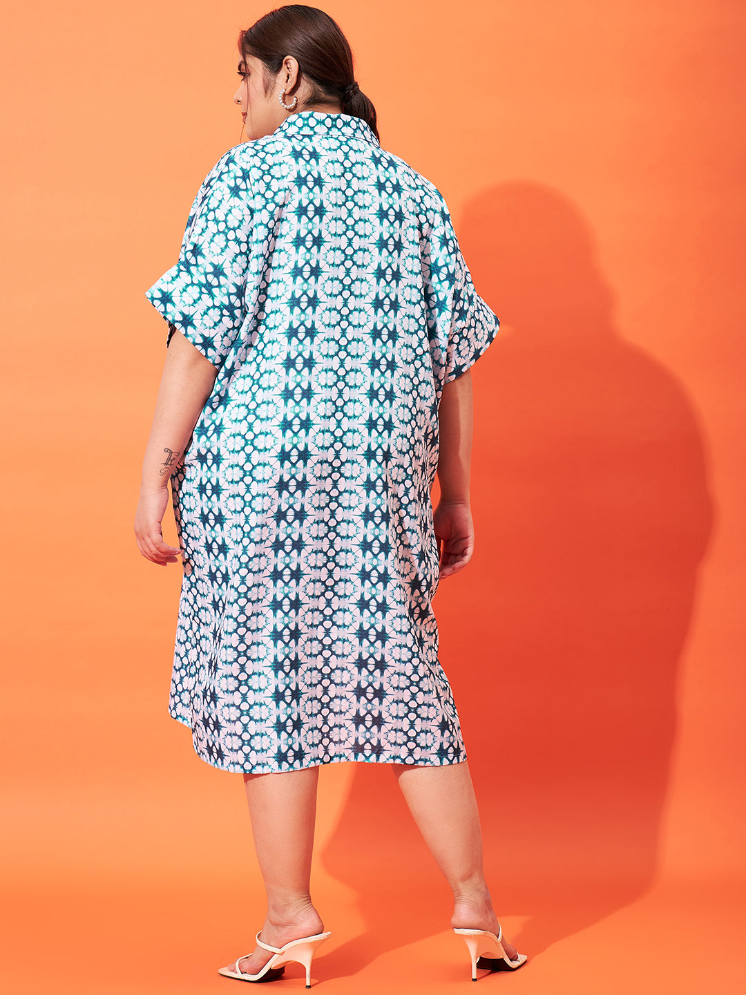 Athena Ample Plus Size Tie and Dyed Linen Shirt Style Midi Dress - Athena Lifestyle
