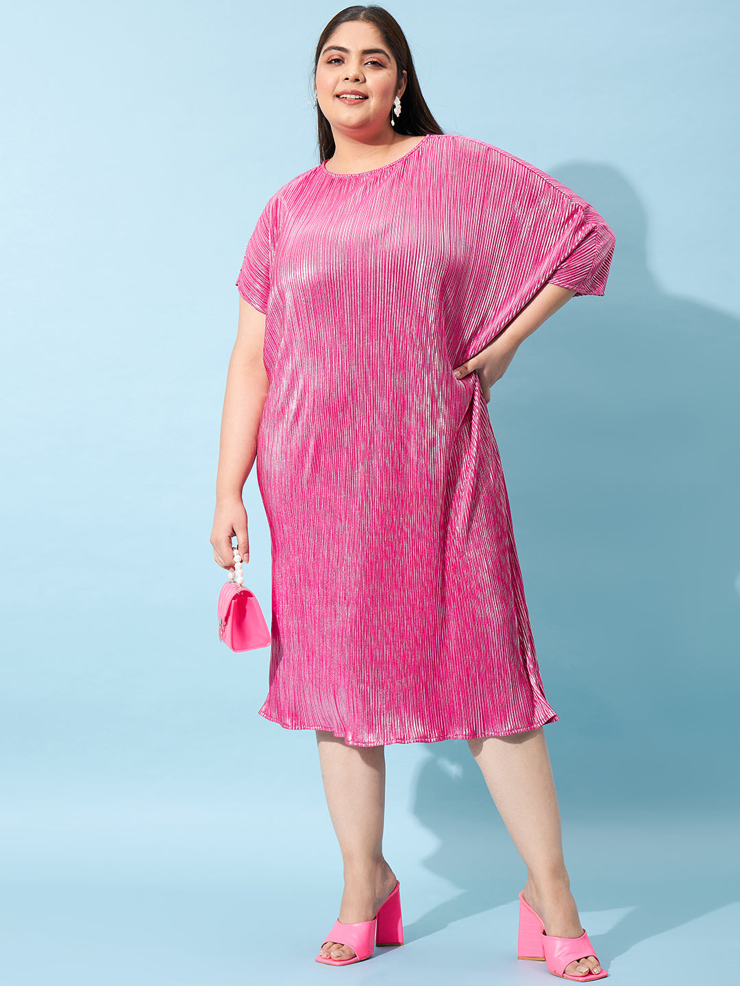 Athena Ample Plus Size Kimono Sleeve Pleated Sheath Dress - Athena Lifestyle