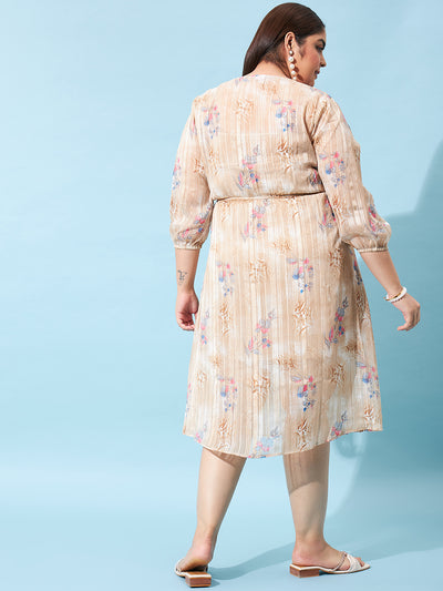 Athena Ample Plus Size Floral Printed Fit & Flare Midi Dress - Athena Lifestyle