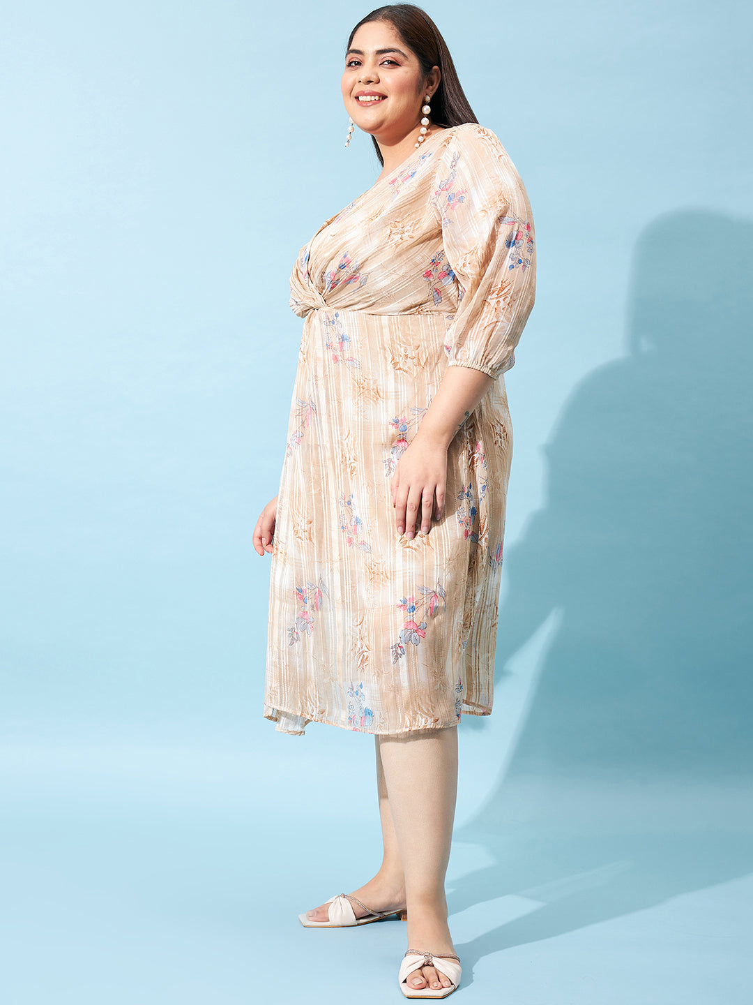 Athena Ample Plus Size Floral Printed Fit & Flare Midi Dress - Athena Lifestyle