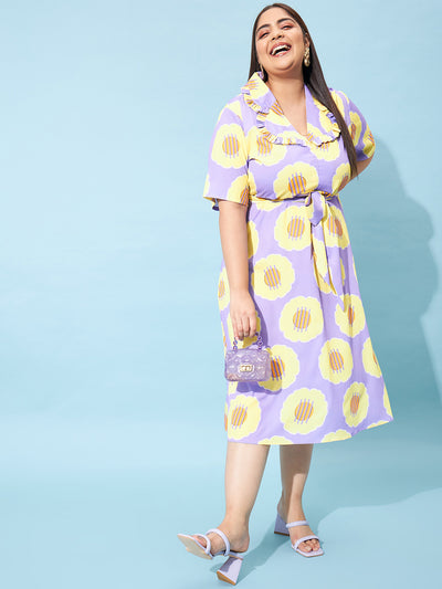 Athena Ample Plus Size Geometric Print Peter Pan Collar A-Line Dress