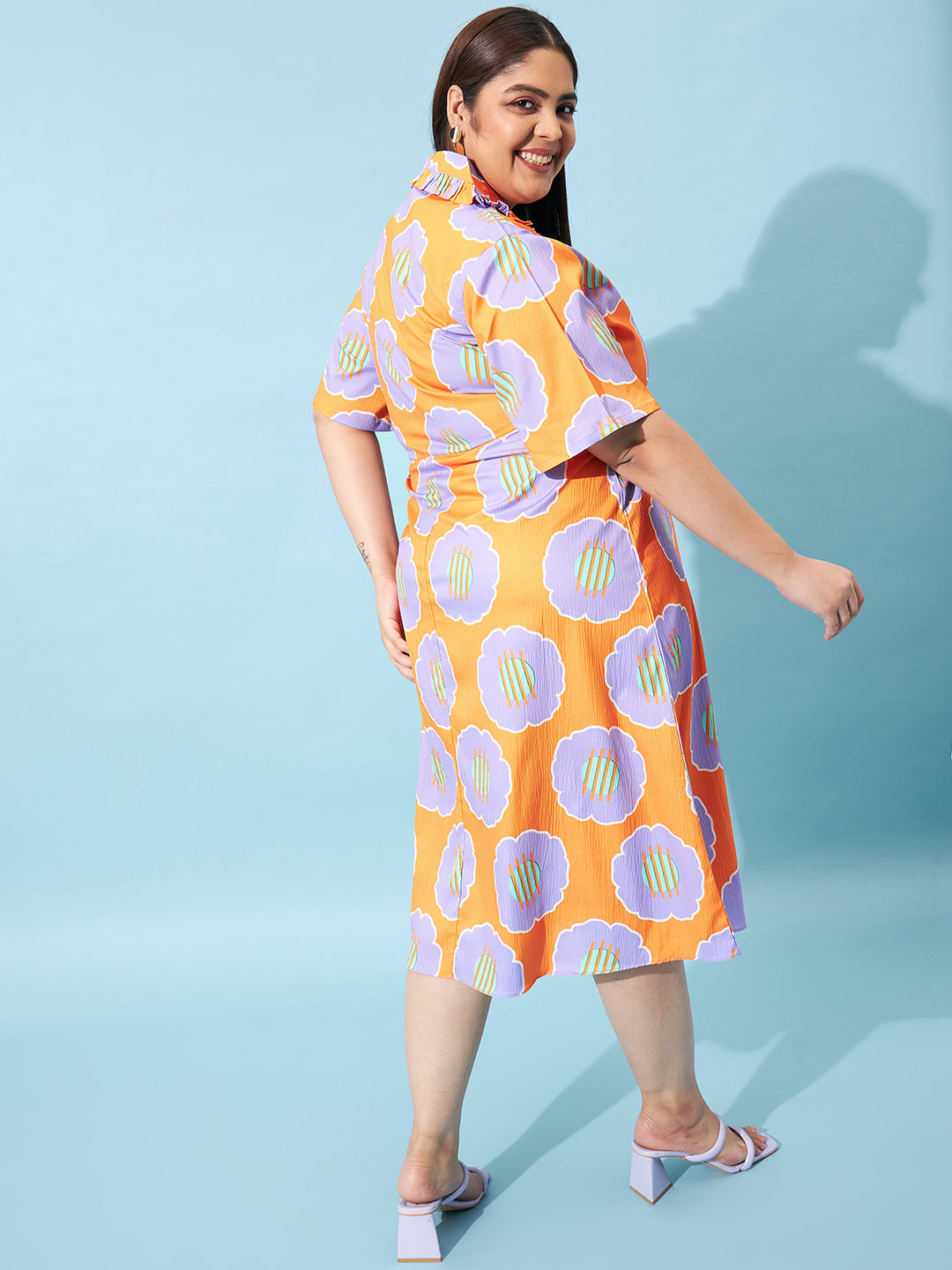 Athena Ample Plus Size Geometric Print Peter Pan Collar A-Line Dress