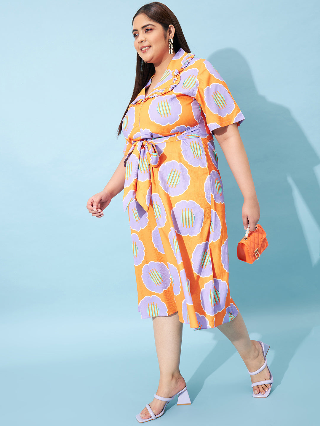 Athena Ample Plus Size Geometric Print Peter Pan Collar A-Line Dress