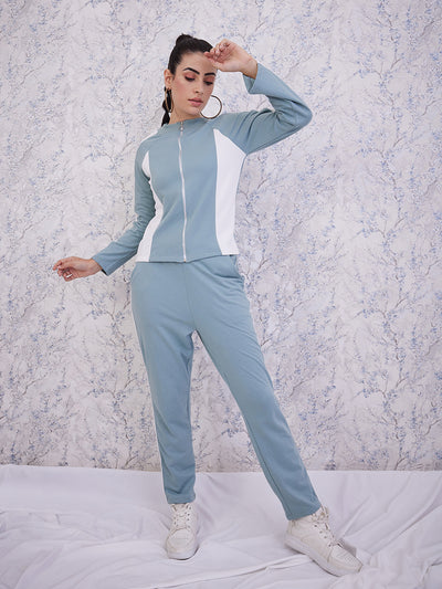 Athena Colourblocked High-Neck Sweatshirt With Straight Trouser Tracksuits
