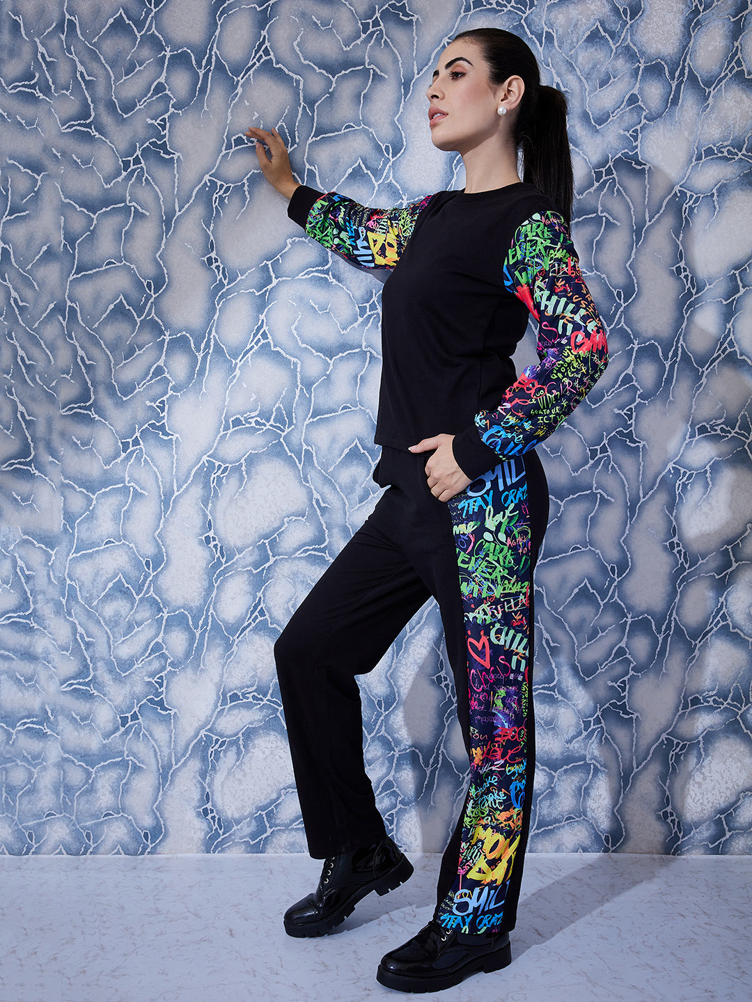 Athena Graphic Printed Sweatshirt With Trousers