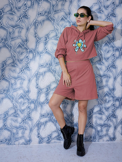 Athena Graphic Printed Sweatshirt With Short Co-Ords