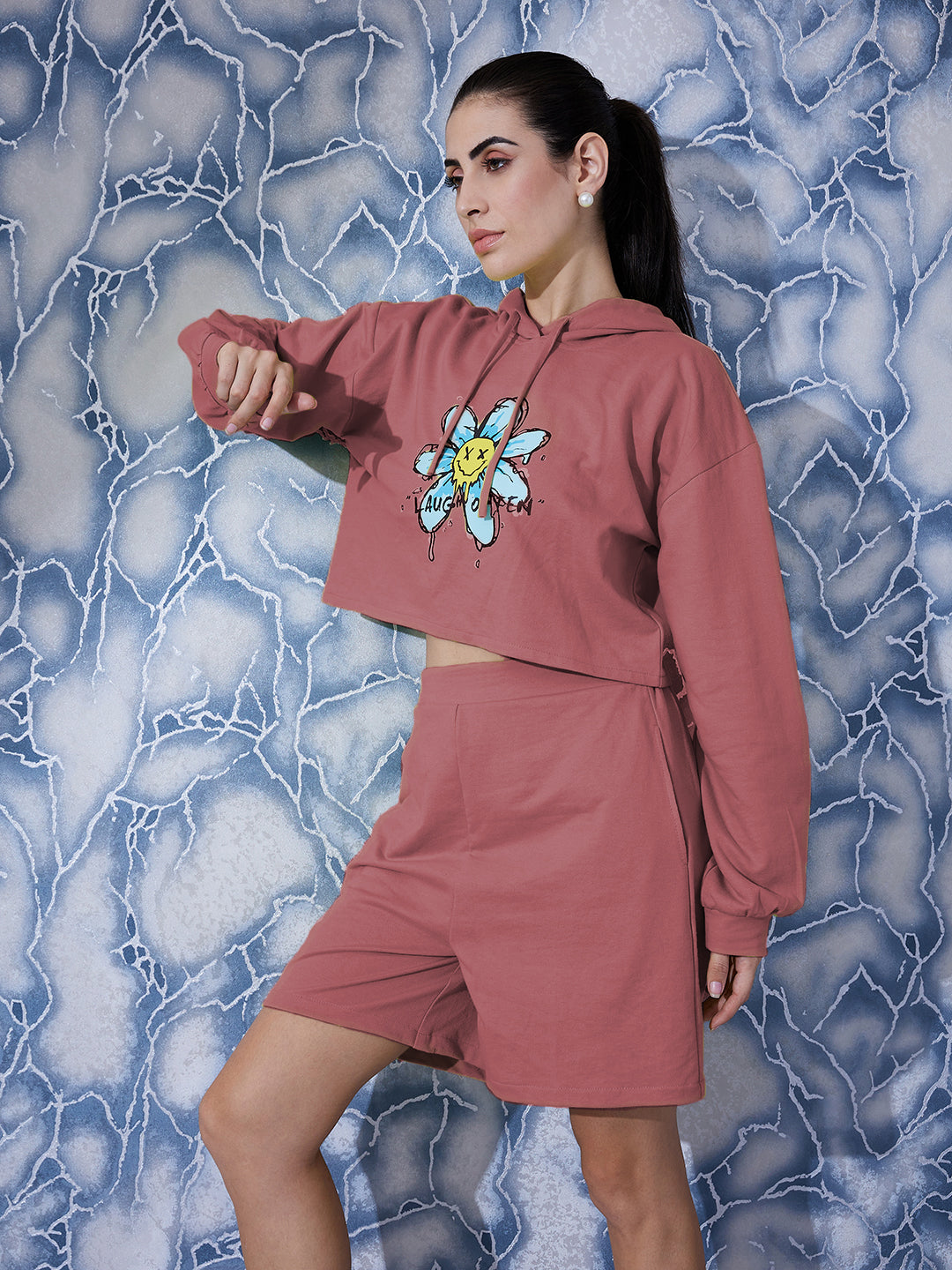 Athena Graphic Printed Sweatshirt With Short Co-Ords