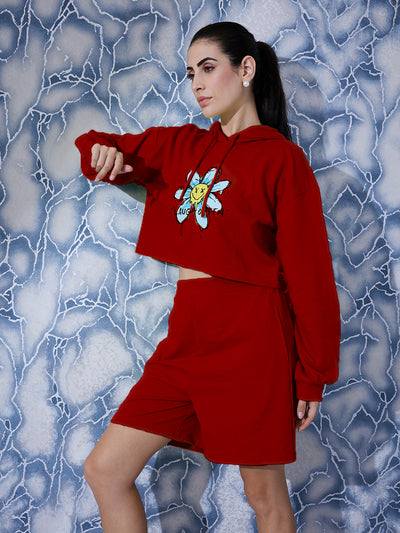 Athena Graphic Printed Sweatshirt With Short Co-Ords