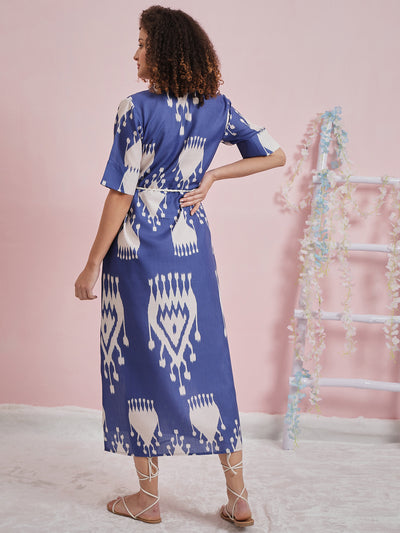 Athena Ethnic Motifs Printed A-Line Midi Dress