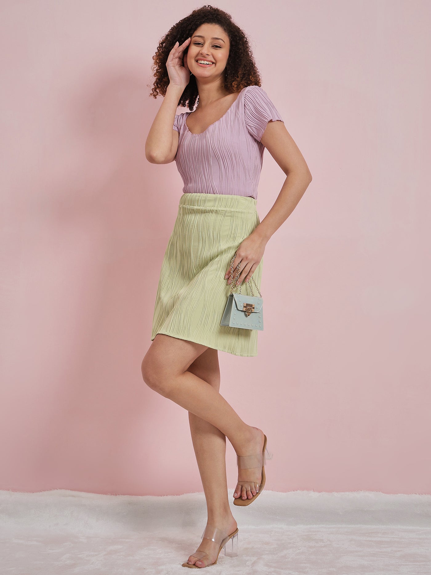 Athena Textured A-Line Mini Skirt