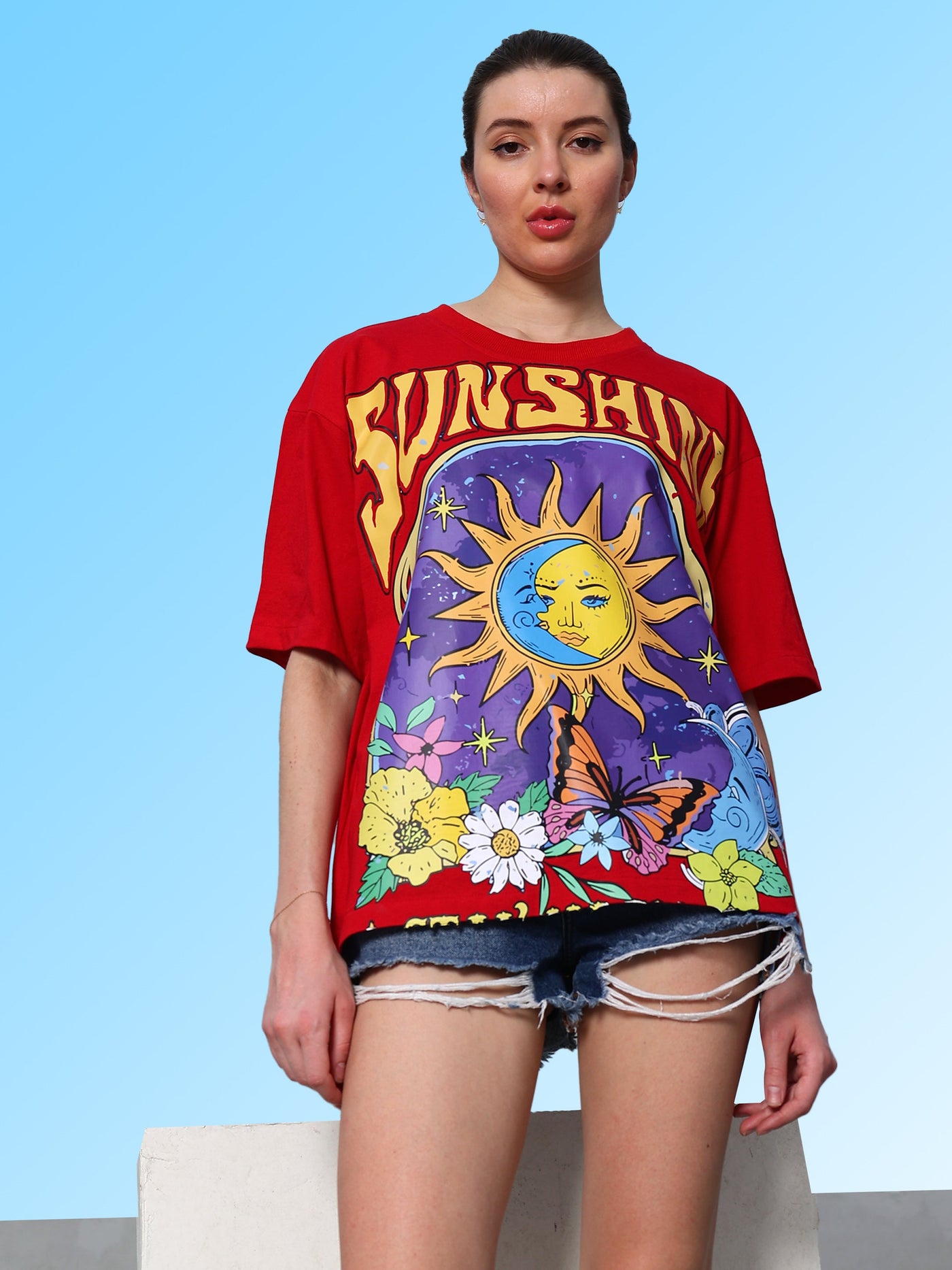 Athena Graphic Printed Cotton Oversized T-shirt