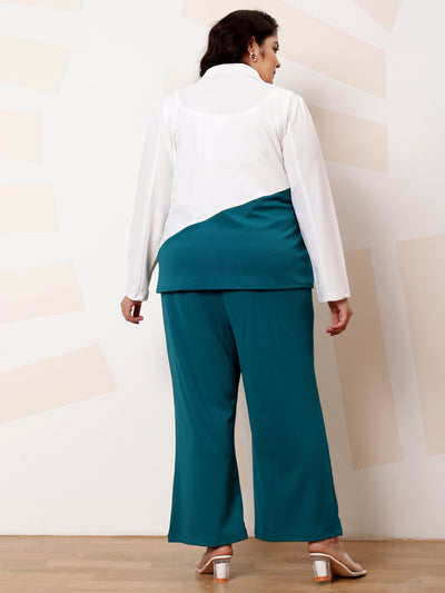 Athena Ample Plus Size Colourblocked Blazer With Trousers Co-Ords