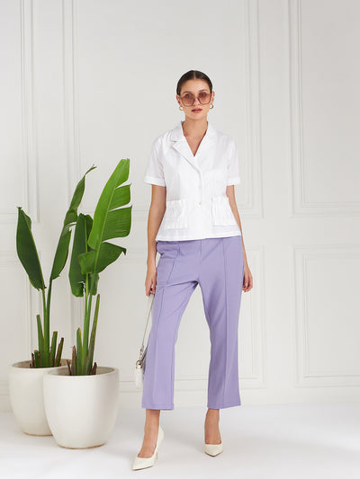 Athena Women Lavender Original Straight Fit High-Rise Cropped Trousers - Athena Lifestyle