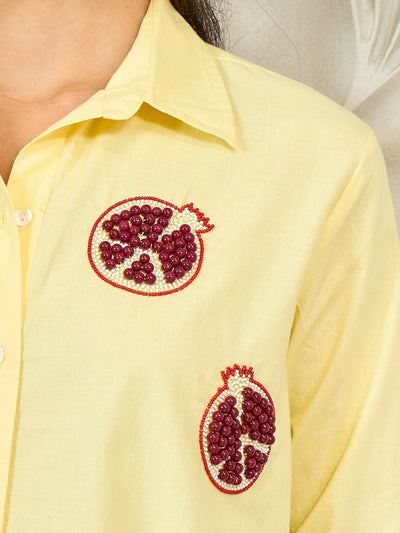 Shally Bhasin by Athena Pomegranate Embroidered Relaxed Fit Cotton Shirt
