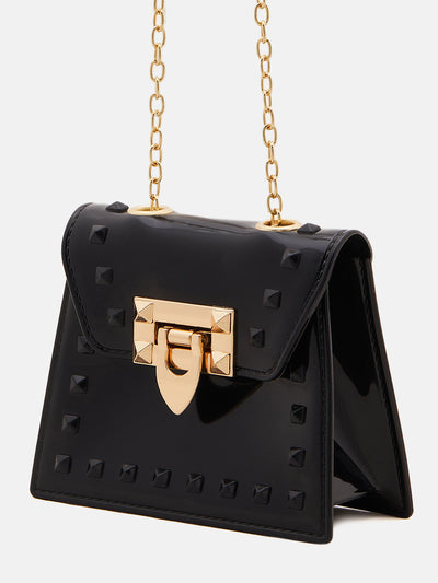 Athena Black Textured PU Structured Sling Bag - Athena Lifestyle