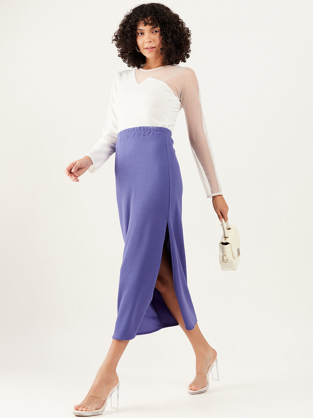 Athena Ribbed Straight Midi Skirt