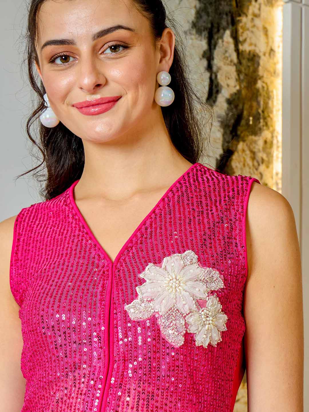 Shally Bhasin by Athena Shally Bhasin By Athena Embellished Top With Palazzo Co-Ords