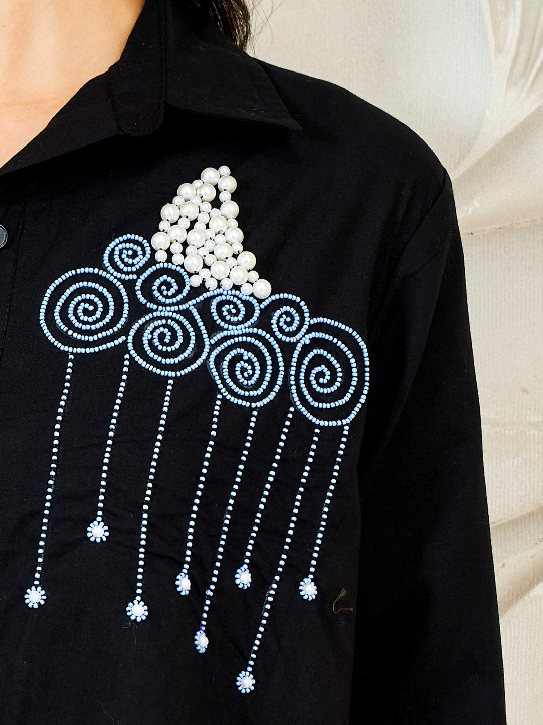 Shally Bhasin by Athena Pomegranate Embroidered Relaxed Fit Cotton Shirt