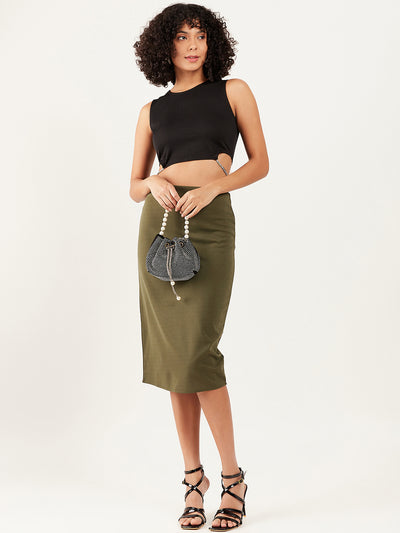 Athena Round Neck Cut-Out Detailed Fitted Crop Top