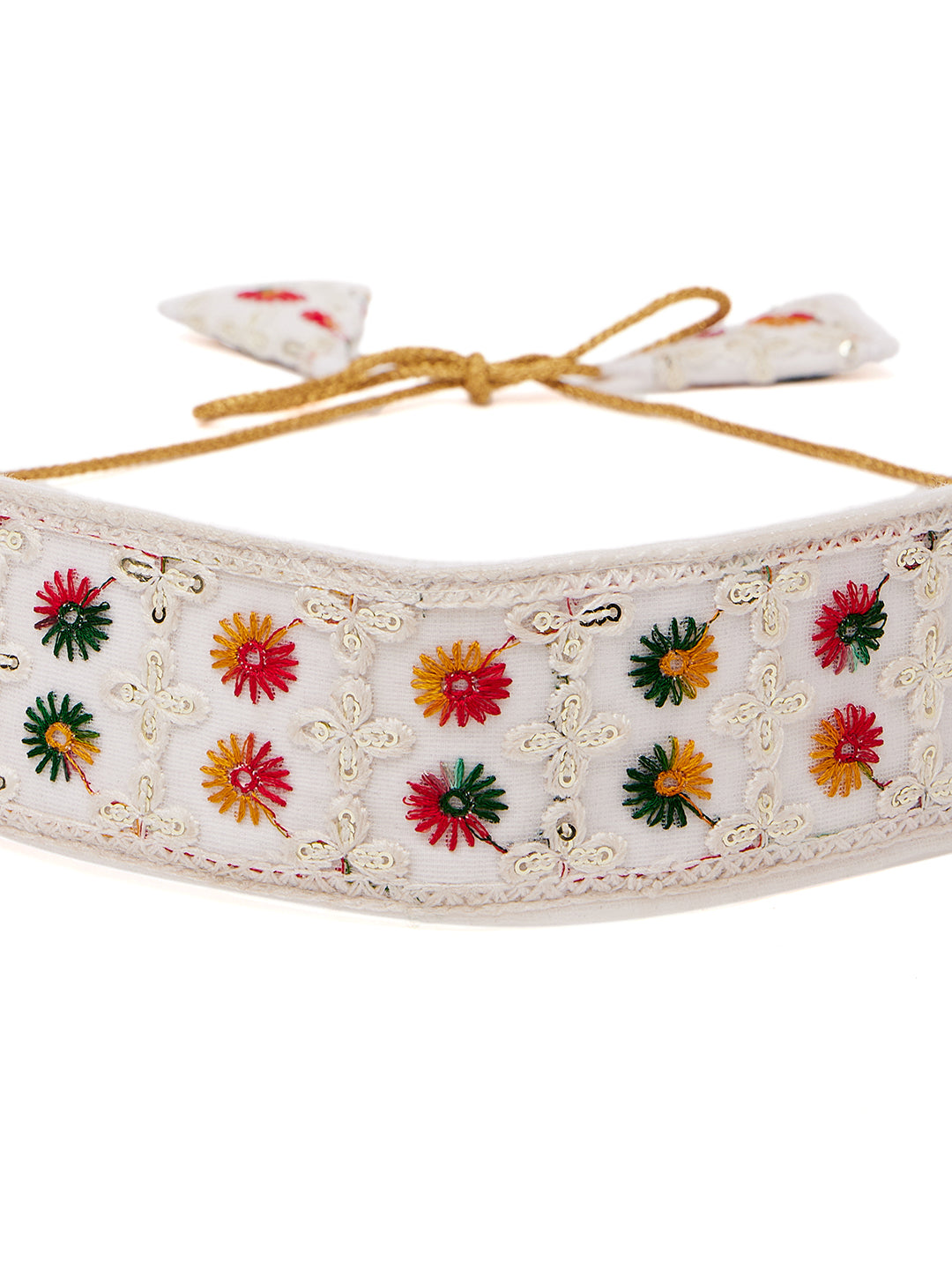 Athena Women White Embroidered Sequined Belt - Athena Lifestyle
