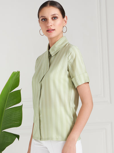 Athena Green Striped Shirt Style Top - Athena Lifestyle