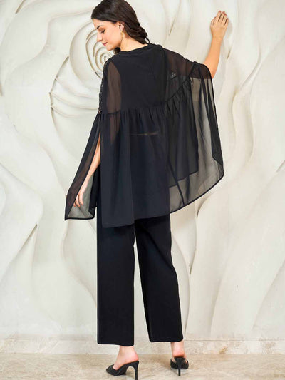 Shally Bhasin by Athena Embroidered Batwing Top With Trousers Co-Ords