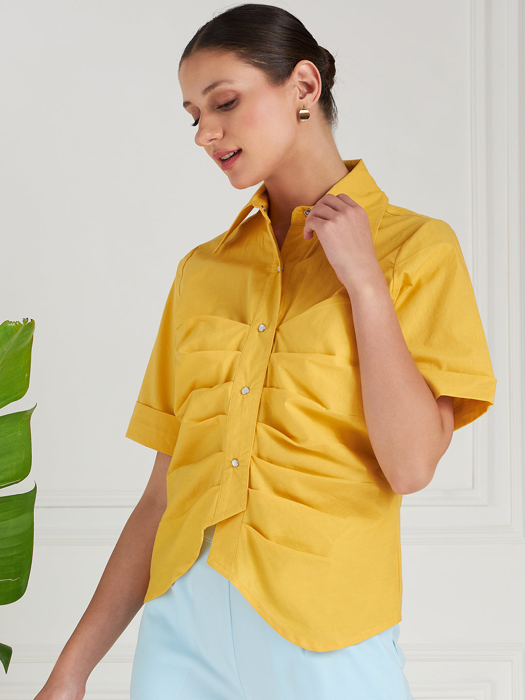 Athena Front Pleated Cotton Shirt Style Top - Athena Lifestyle
