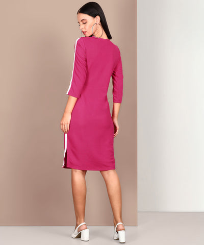 Athena Women Pink Solid T-shirt Dress