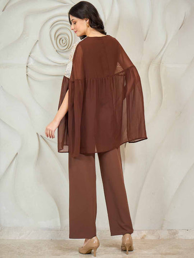 Shally Bhasin by Athena Embroidered Batwing Top With Trousers Co-Ords