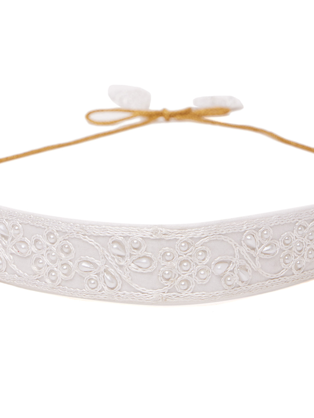 Athena Women White Embellished Pearls Belt - Athena Lifestyle