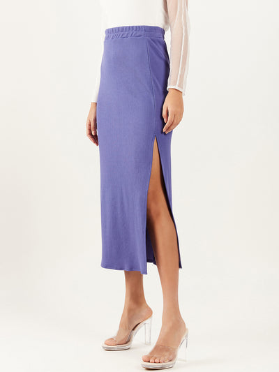 Athena Ribbed Straight Midi Skirt