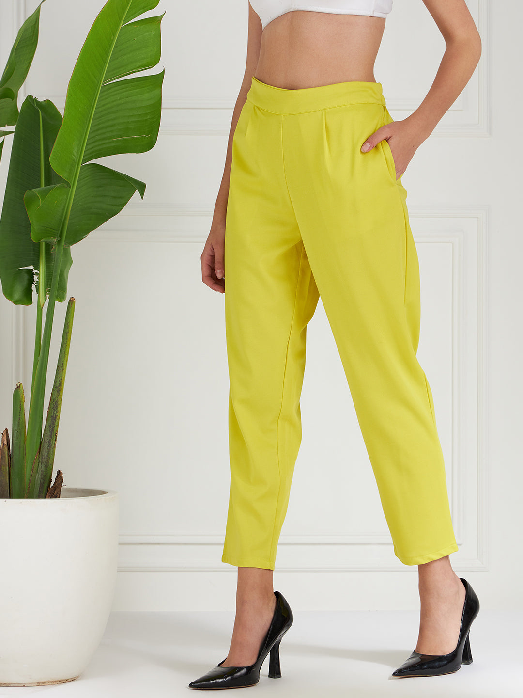 Wide-leg Linen-blend Pants - Light yellow - Ladies | H&M US