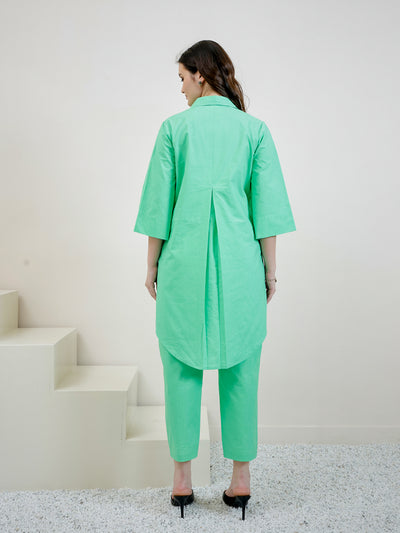 Women Solid Cotton Kurta with Trousers