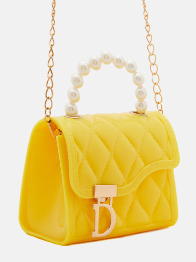 Athena Yellow Textured Quilted Structured Handheld Bag - Athena Lifestyle
