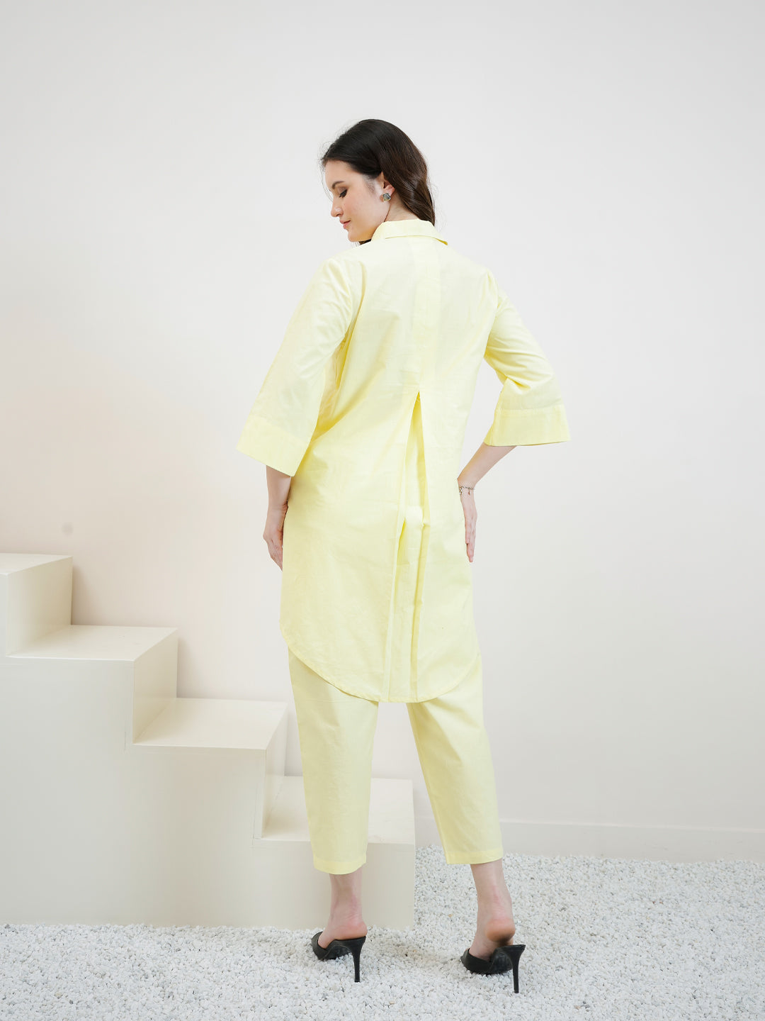 Florak Embroidered Shirt Collar Patchwork Pure Cotton Kurta With Trousers