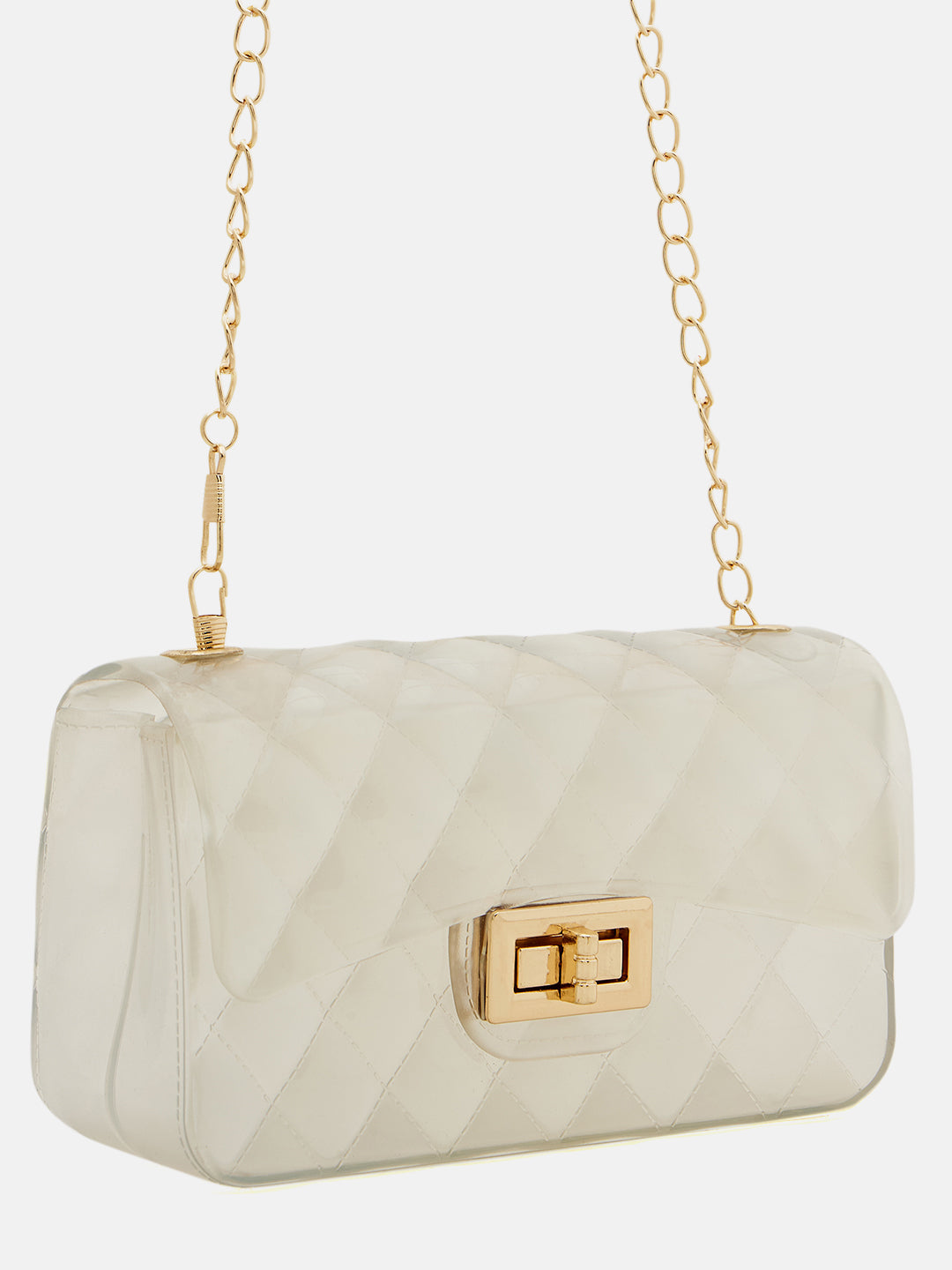 Athena White Textured PU Structured Sling Bag - Athena Lifestyle