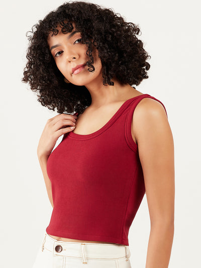 Athena Scoop Neck Crop Tank Top