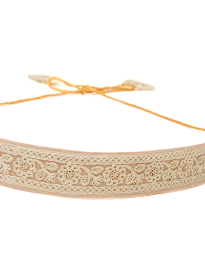Athena Women Cream-coloured Embroidered Sequined Belt - Athena Lifestyle