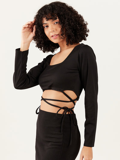 Athena Square Neck Ribbed Fitted Crop Top