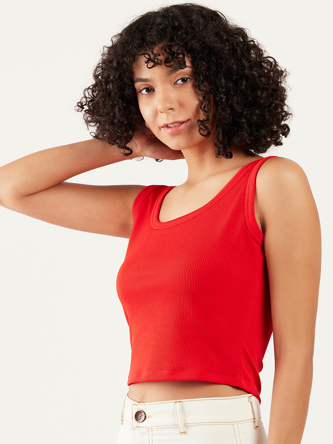 Athena Scoop Neck Crop Tank Top