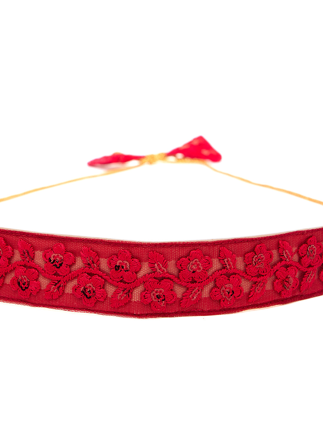Athena Women Red Embroidered Sequined Belt - Athena Lifestyle