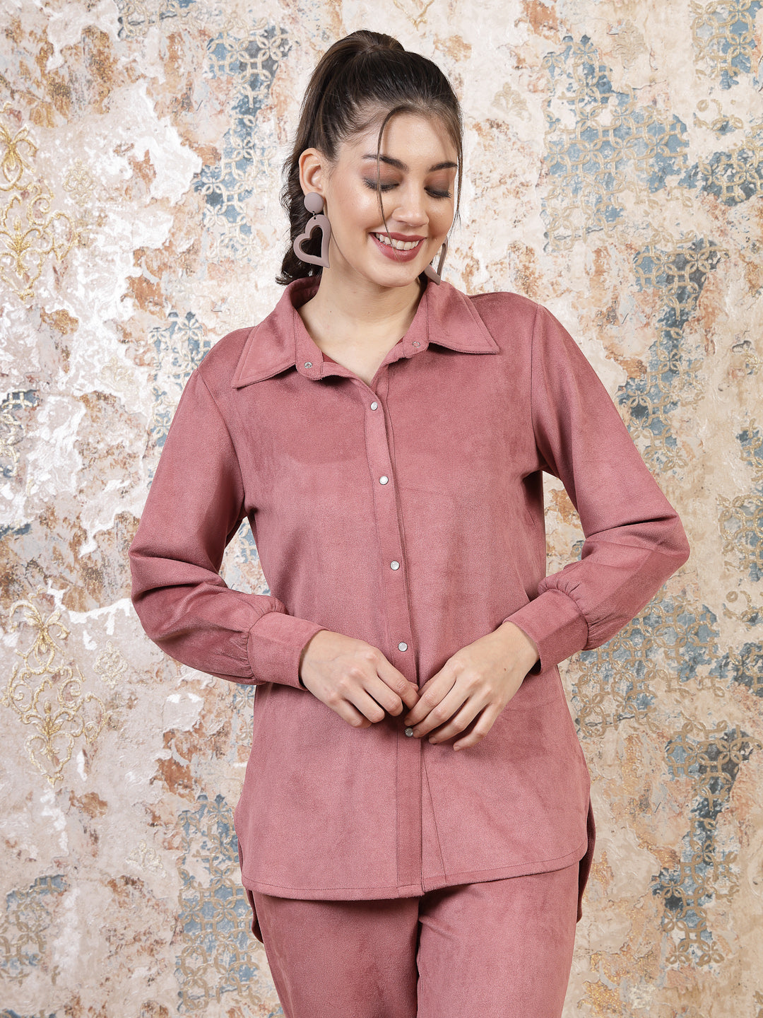 Athena Spread Collar Longline High-Low Shirt