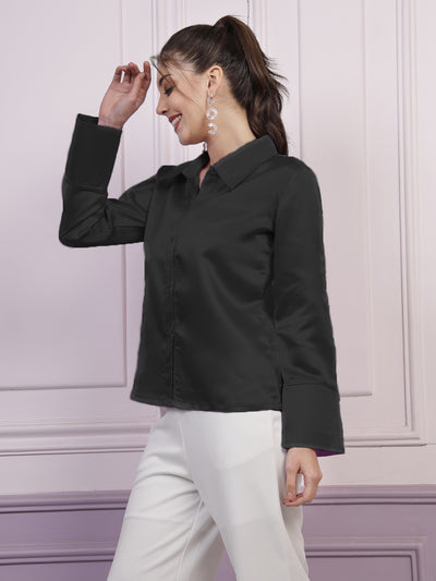 Athena Long Sleeves Satin Casual Shirt