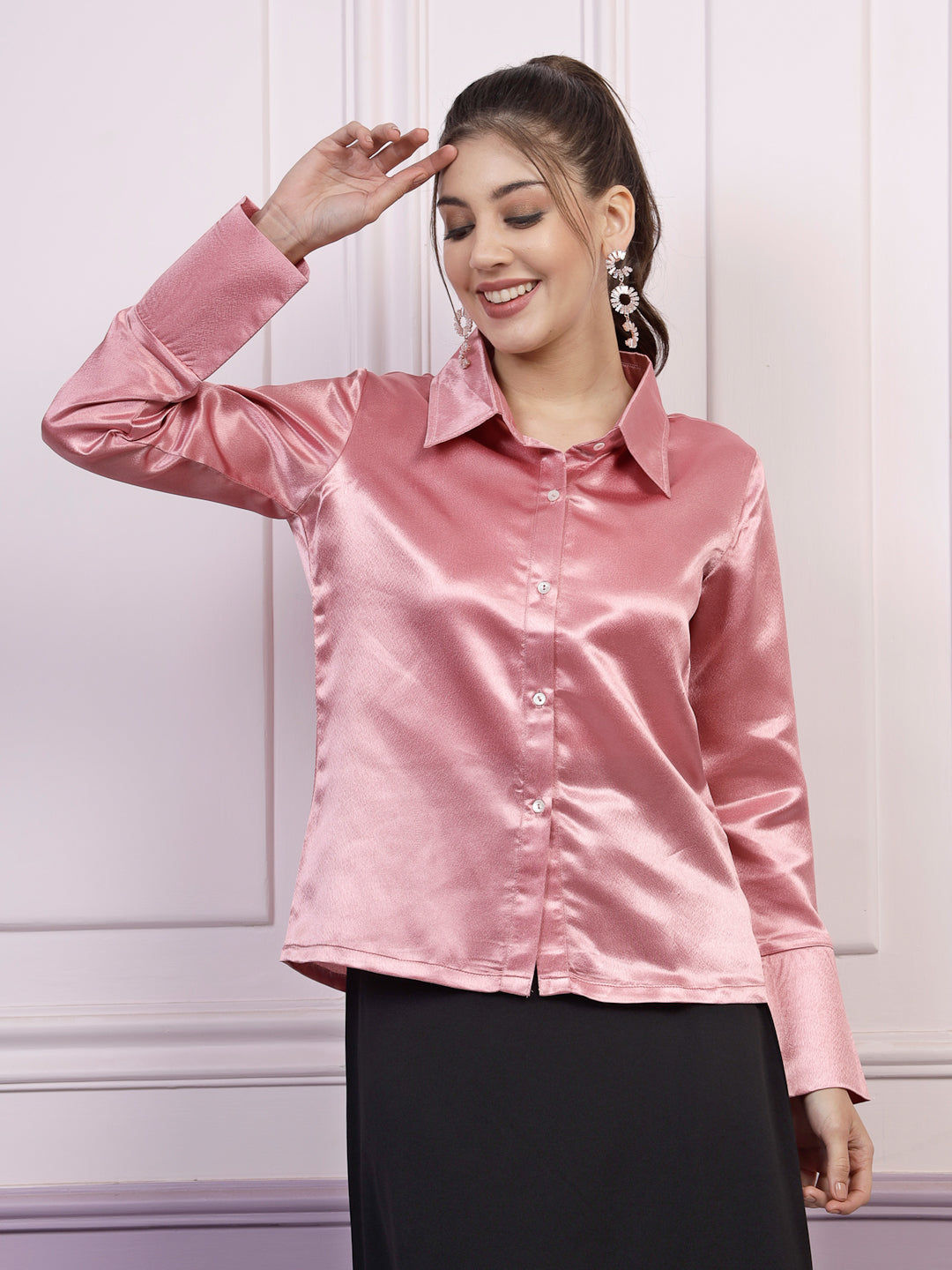 Athena Long Sleeves Satin Casual Shirt