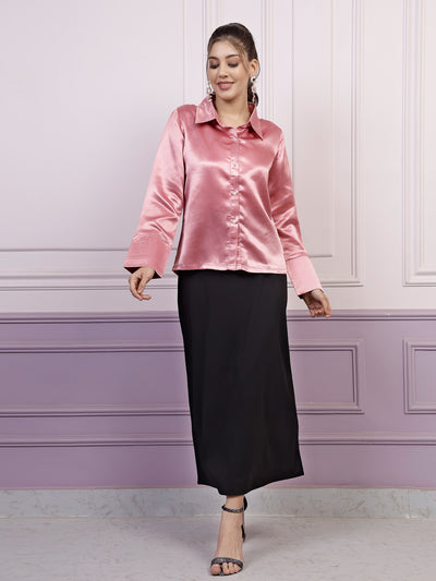 Athena Long Sleeves Satin Casual Shirt