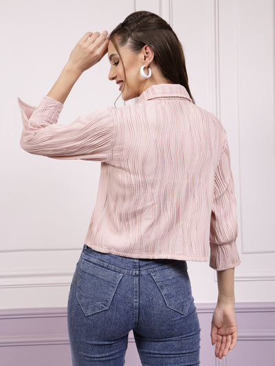 Athena Pink Striped Shirt Style Top