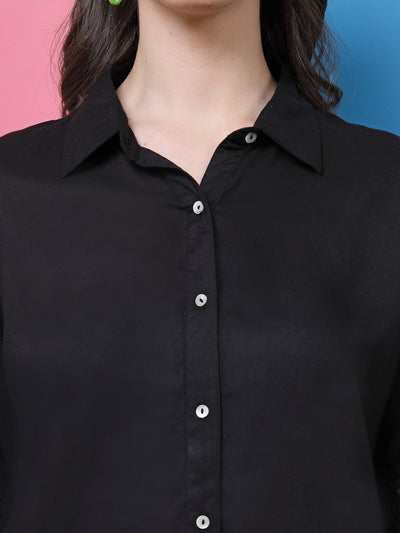 Athena Black Schiffli Shirt With Trousers